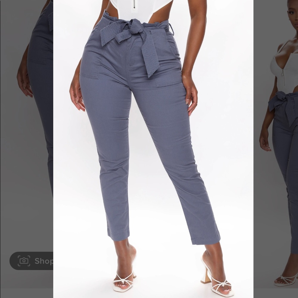 JENNA TIE WAIST PANTS - BLUE (NEW)